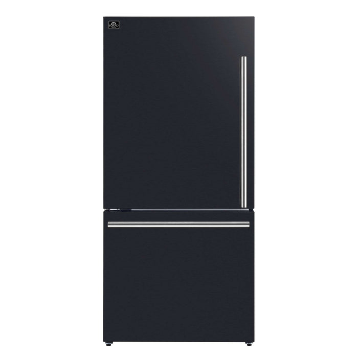 Forno Milano 2-Piece 62-Inch Freestanding Dual Bottom Freezer Refrigerator in Black – 34.4 cu.ft, Touch Control, Ice Maker