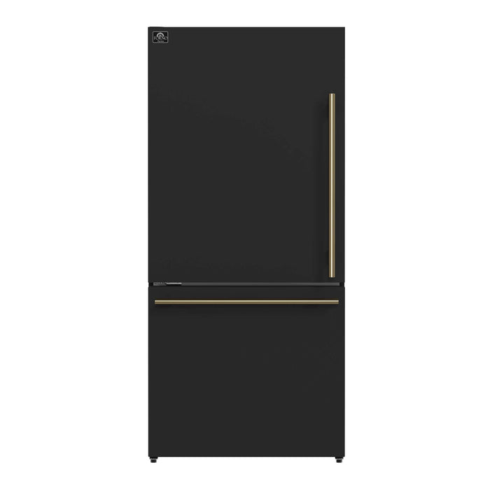 Forno Milano 2-Piece 62-Inch Freestanding Dual Bottom Freezer Refrigerator in Black – 34.4 cu.ft, Touch Control, Ice Maker