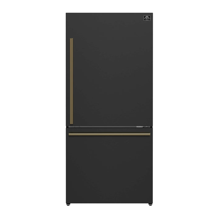 Forno Milano Espresso 31-Inch Bottom Freezer Refrigerator, Black, 17.2 cu.ft Capacity, Energy Efficient