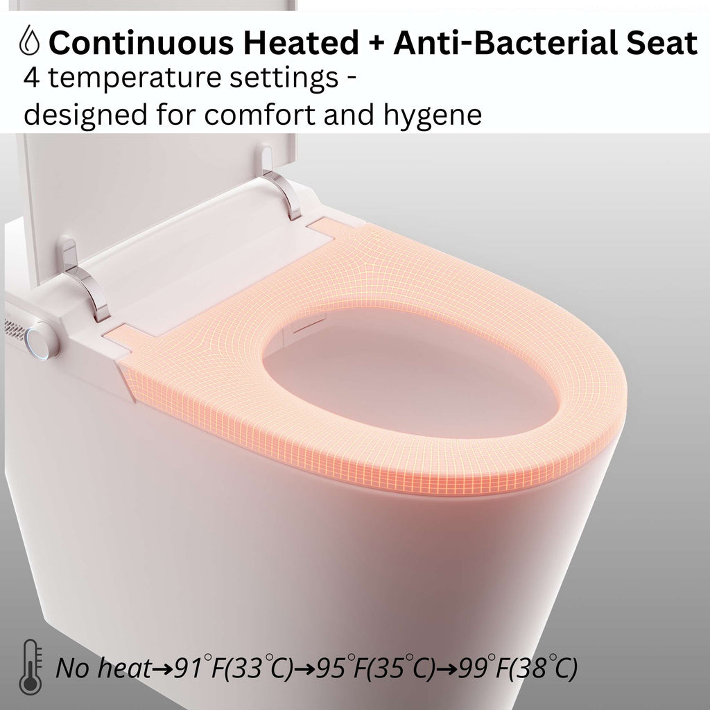 FORNO ACQUA Luxurious Smart Toilet. Includes Heated Seat, Auto Flush, Auto Lid, Powerful Flush, Ideal for Powder Rooms.