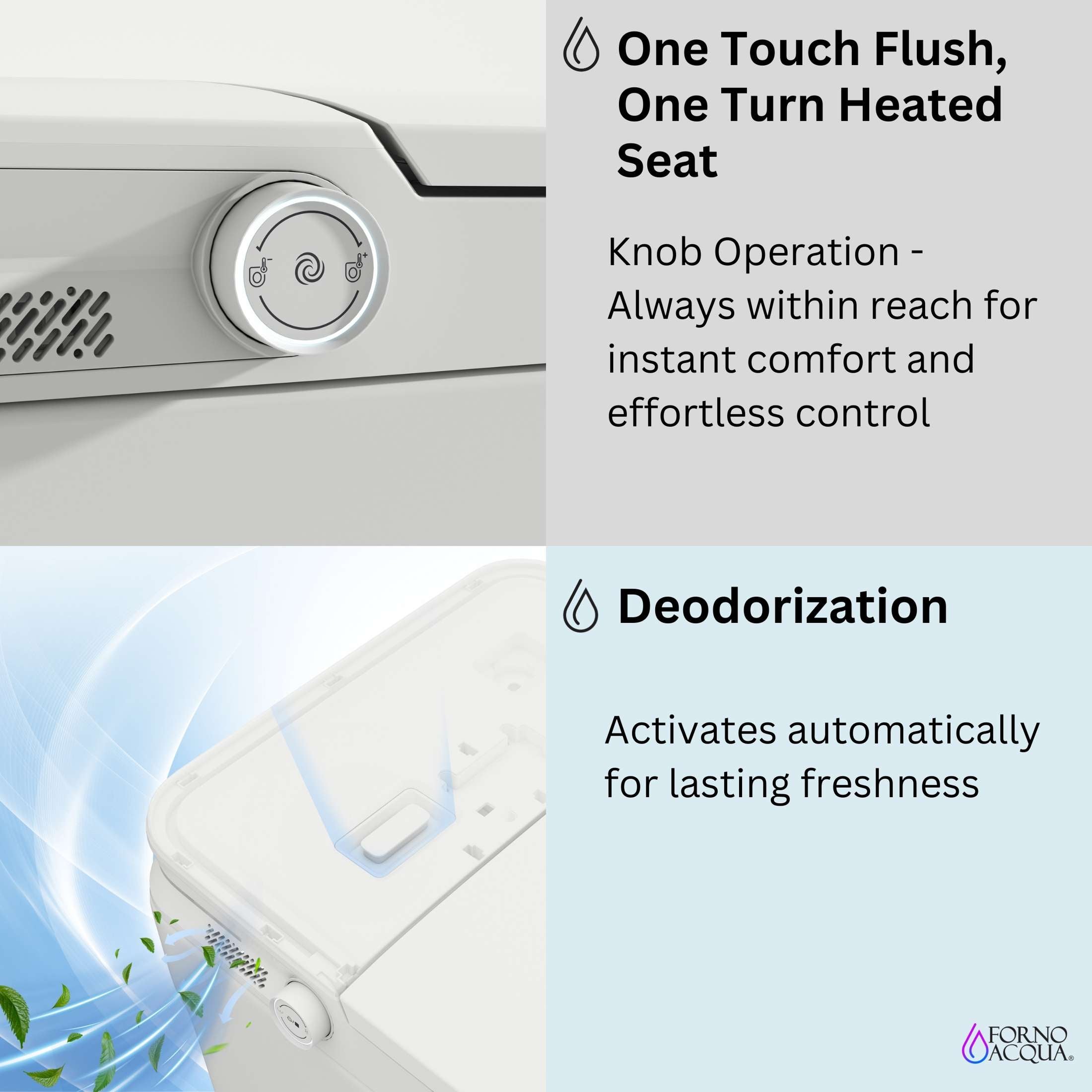 FORNO ACQUA Luxurious Smart Toilet. Includes Heated Seat, Auto Flush, Auto Lid, Powerful Flush, Ideal for Powder Rooms.