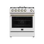 Forno Leonardo Espresso 30-Inch White Gas Range, 5 Burners, 39,500 BTU, 5 cu.ft Convection Oven