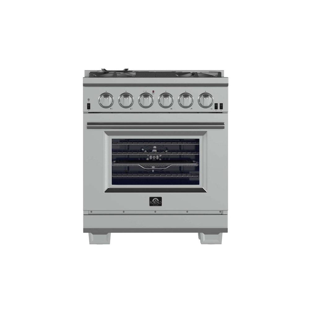 Forno Capriasca 30-Inch Freestanding Gas Range, 4 Burners, True Convection Oven
