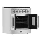 Forno Galiano 30-Inch Freestanding French Door Gas Range, 5 Burners, Convection Oven, Energy Efficient