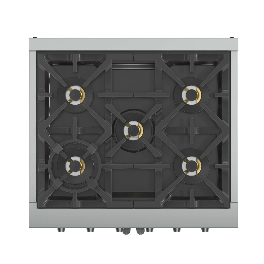 Forno Capriasca 30-Inch Freestanding French Door Gas Range, 4 Burners, Convection Oven, Energy Efficient