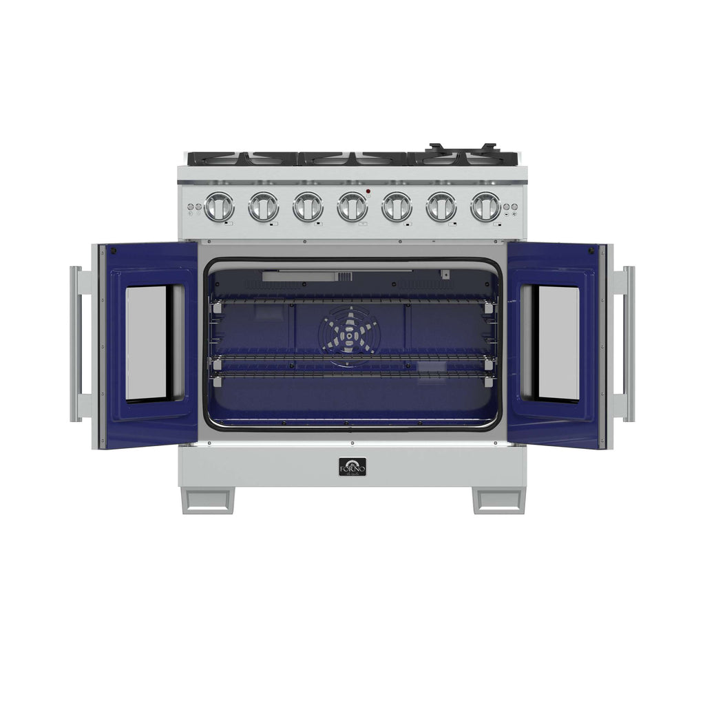 Forno Capriasca 36-Inch Freestanding French Door Gas Range, 6 Burners, Convection Oven, Energy Efficient