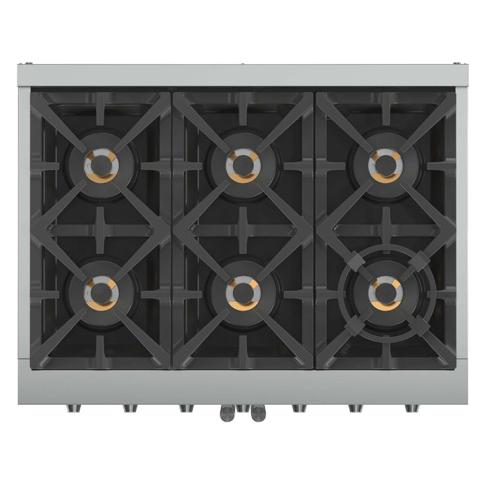 Forno Capriasca 36-Inch Freestanding French Door Gas Range, 6 Burners, Convection Oven, Energy Efficient