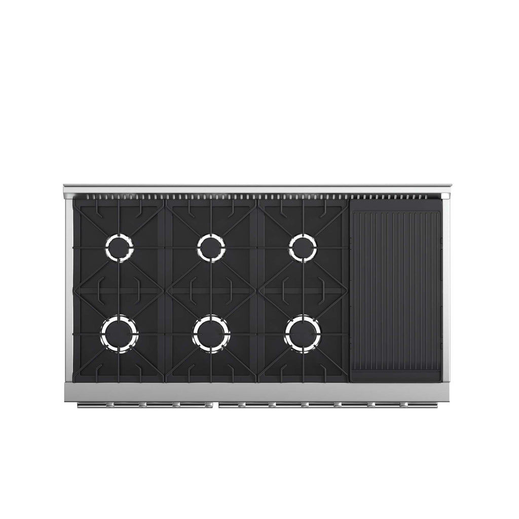 FORNO Premium 2-Piece Kitchen Bundle - Galiano 48" Stainless Steel Gas Range, Forno Maderno 2-28 " Wide Units with Decorative Trim - FBDL-018-03CAUS