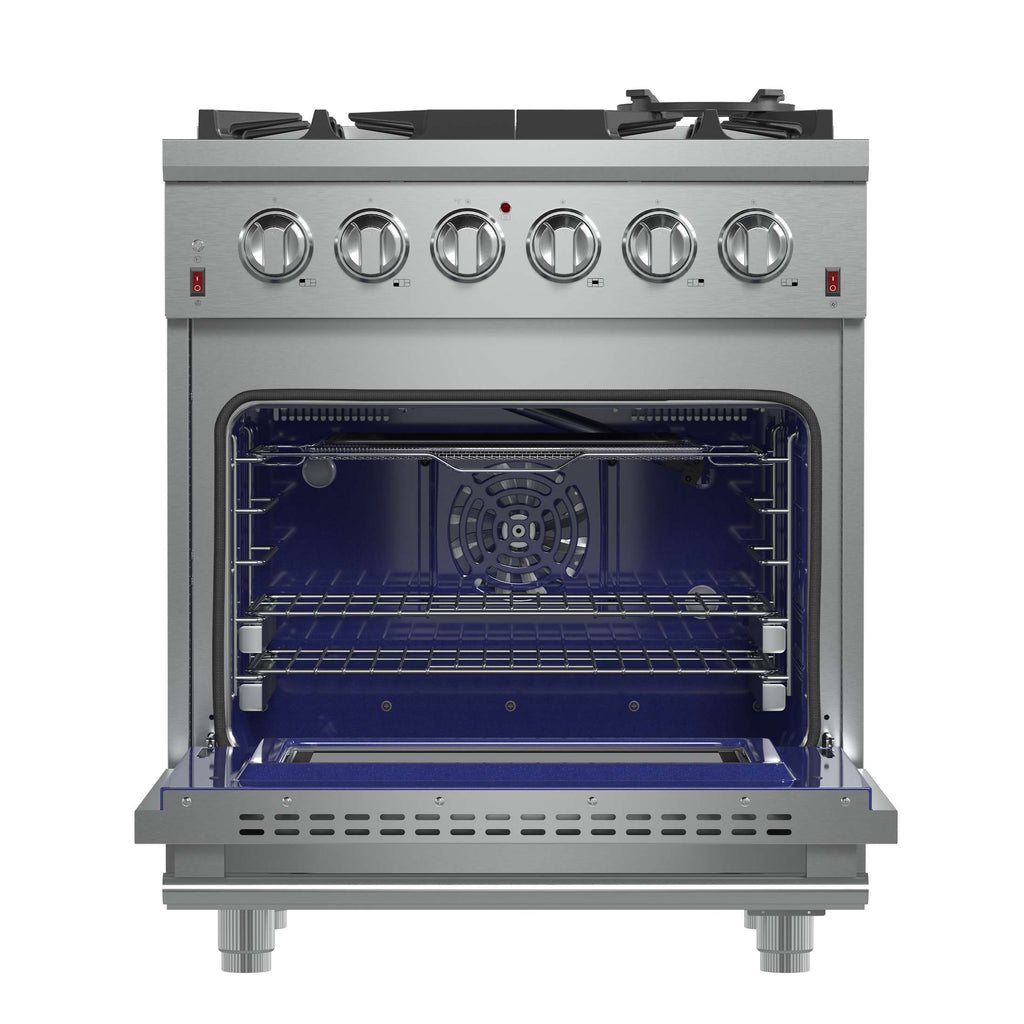 Forno Massimo 30-Inch Freestanding Gas Range, 5 Burners, True Convection Oven