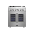 Forno Massimo 30-Inch Freestanding French Door Gas Range, 4 Burners, Convection Oven, Energy Efficient