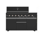 Forno All’Aperto 99,600 BTU Outdoor Kitchen, 5 Burners, Infrared Burners, Side Burner, Black Sintered Stone Countertops, Gas Pizza Oven, Sink Module, Bar & Beverage Center