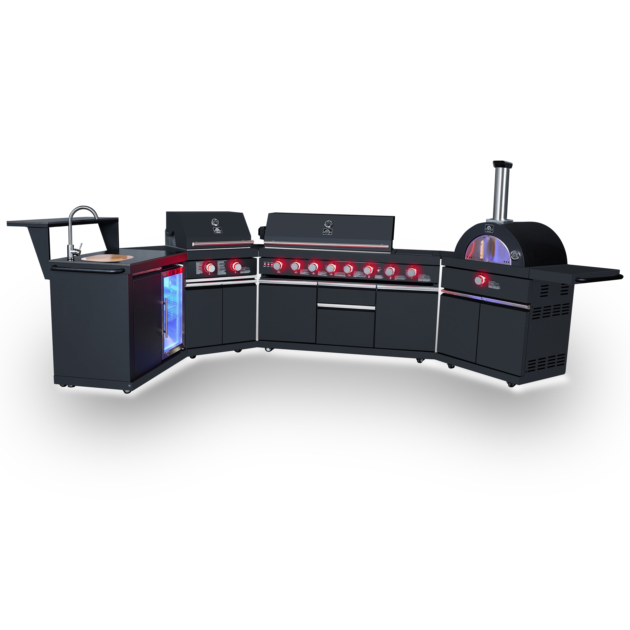 Forno All’Aperto 99,600 BTU Outdoor Kitchen, 5 Burners, Infrared Burne ...