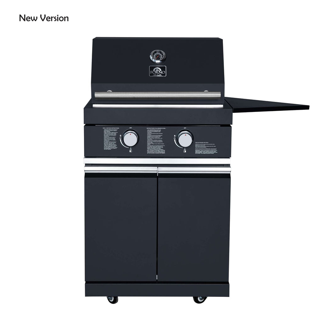 Forno All’Aperto 99,600 BTU Outdoor Kitchen, 5 Burners, Infrared Burners, Side Burner, Black Sintered Stone Countertops, Gas Pizza Oven, Sink Module, Bar & Beverage Center