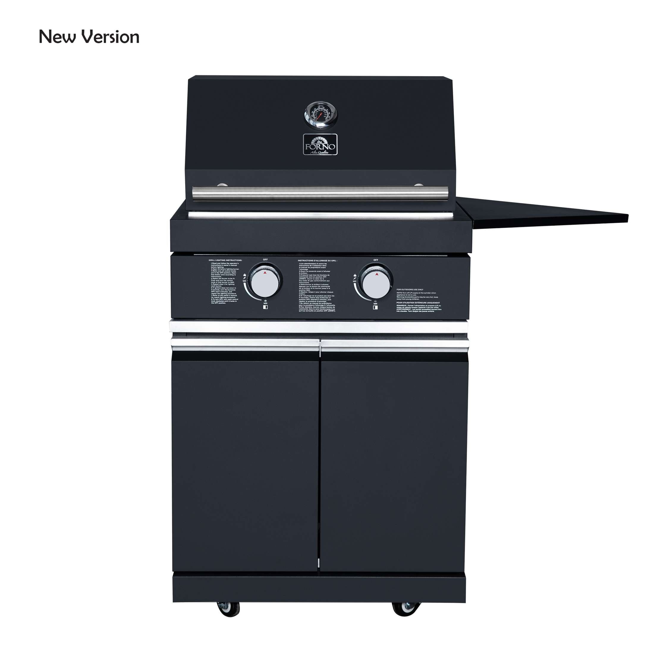 Forno All’Aperto 99,600 BTU Outdoor Kitchen, 5 Burners, Infrared Burners, Side Burner, Black Sintered Stone Countertops, Gas Pizza Oven, Sink Module, Bar & Beverage Center