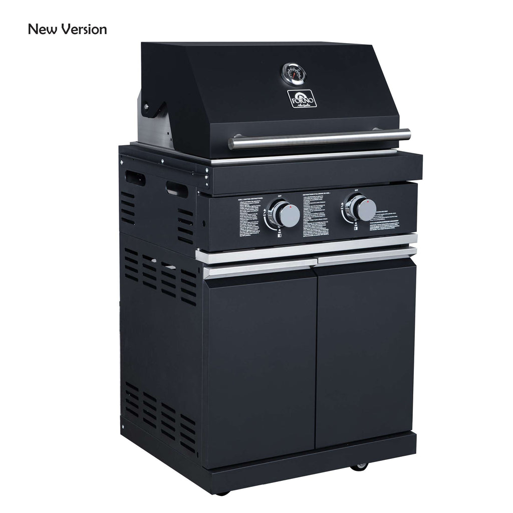 Forno All’Aperto 99,600 BTU Outdoor Kitchen, 5 Burners, Infrared Burners, Side Burner, Black Sintered Stone Countertops, Gas Pizza Oven, Sink Module, Bar & Beverage Center