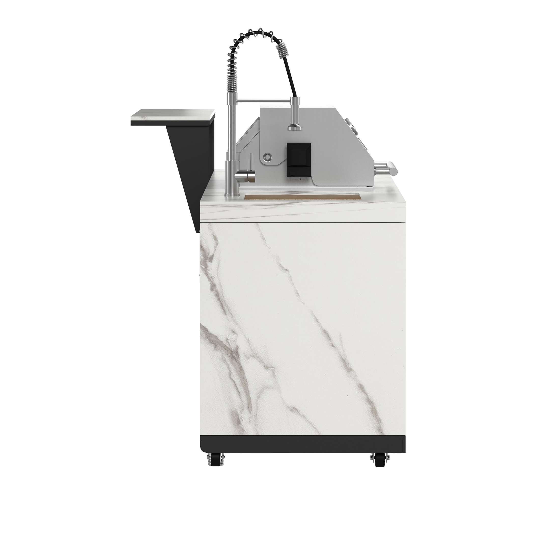 Forno Rimini Outdoor Kitchen: 30" BBQ 62,600 BTU, 4.8 cu.ft. Refrigerators, White Countertops