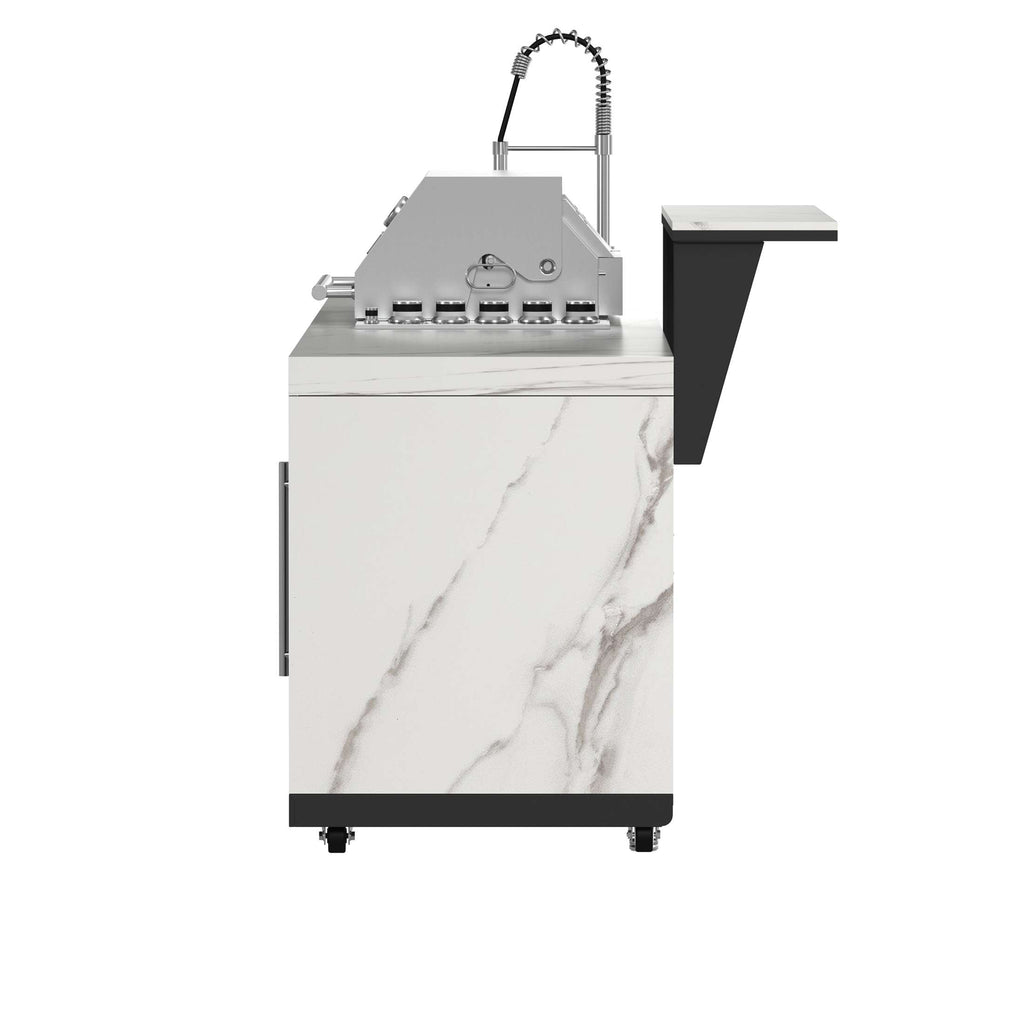 Forno Rimini Outdoor Kitchen: 30" BBQ 62,600 BTU, 4.8 cu.ft. Refrigerators, White Countertops