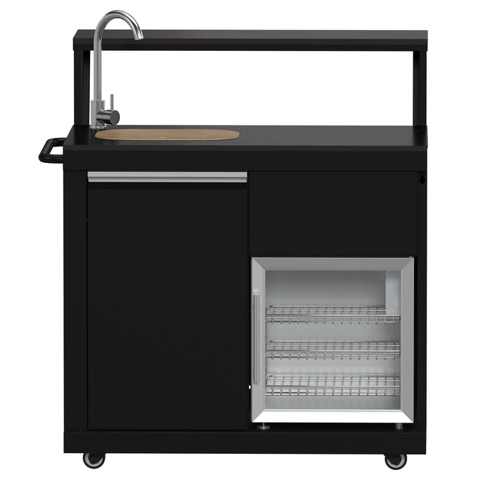 Forno All’Aperto 62,600 BTU BBQ, 3 Stainless Steel Burners, Infrared Burners, Sink Module, Black Sintered Stone Countertops, Bar and Beverage Center
