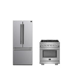 FORNO Premium 2-Piece Kitchen Bundle - Capriasca 30" Stainless Steel Range, Forno Gallipoli 30" French Door Refrigerator with Bottom Freezer 17.5 cu. ft Capacity - FBDL-019-01CAUS