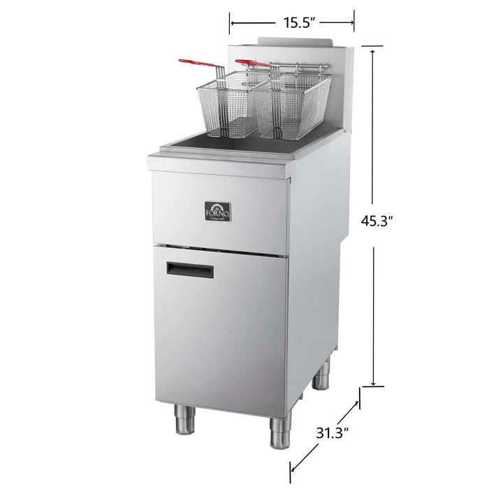 FORNO Commerciale Natural Gas Deep Fryer, 4 Burners 120,000 BTU, 50 lbs Oil Capacity