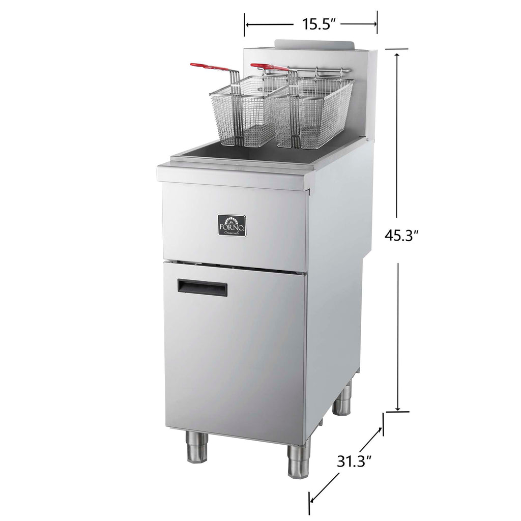 Forno Commerciale Natural Gas Deep Fryer, 4 Burners 120,000 BTU, 50 lbs Oil Capacity