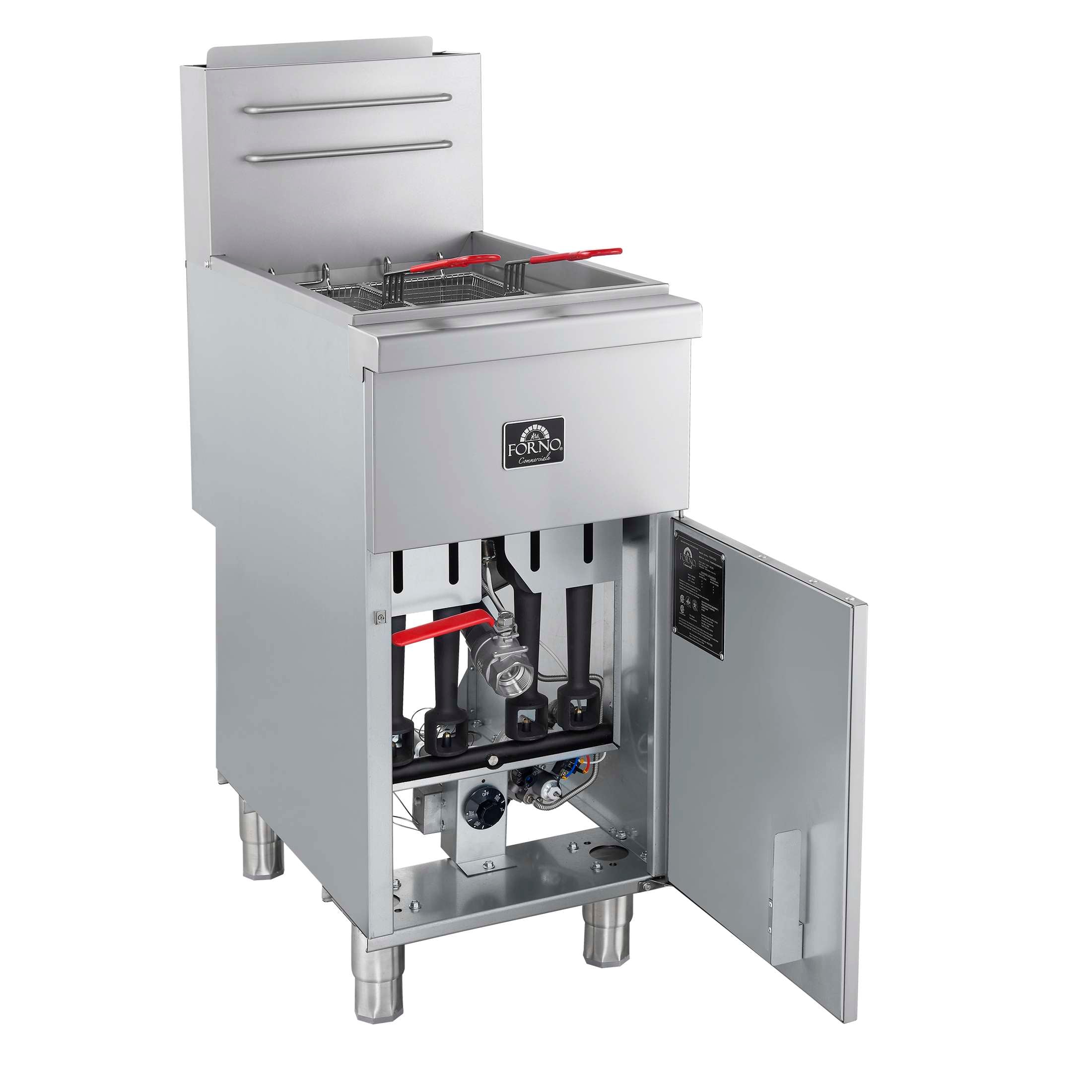 Forno Commerciale Natural Gas Deep Fryer, 4 Burners 120,000 BTU, 50 lbs Oil Capacity
