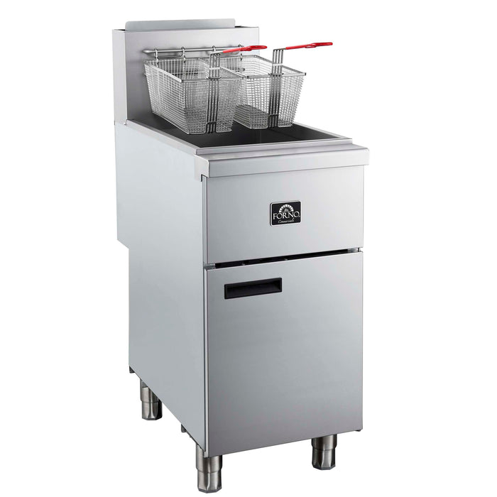 FORNO Commerciale Natural Gas Deep Fryer, 4 Burners 120,000 BTU, 50 lbs Oil Capacity