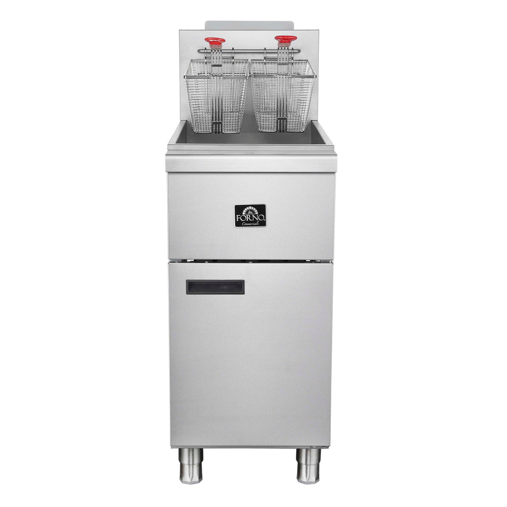 Forno Commerciale Natural Gas Deep Fryer, 3 Burners 90,000 BTU, 40 lbs, Millivolt Control