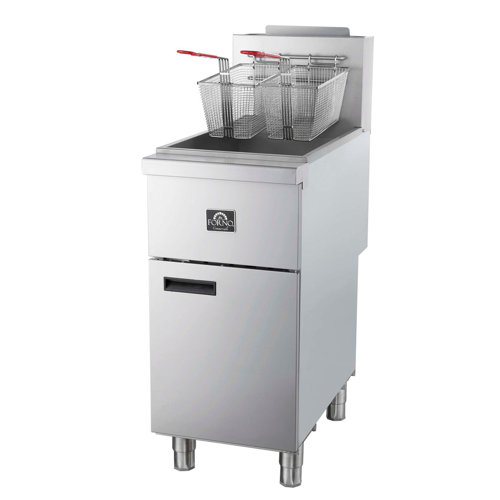 Forno Commerciale Propane Gas Deep Fryer, 4 Burners 120,000 BTU, 50 lbs Oil Capacity, Millivolt Control
