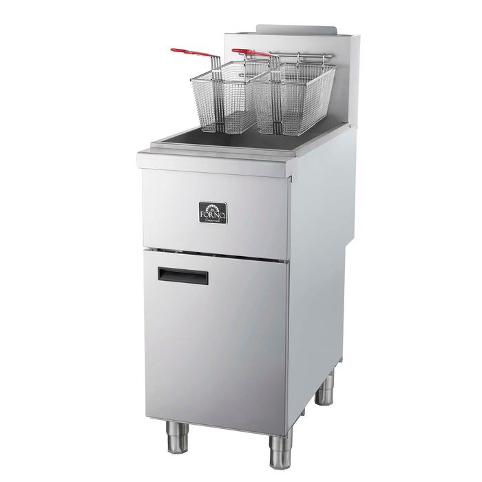 FORNO Commerciale Propane Gas Deep Fryer, 4 Burners 120,000 BTU, 50 lbs Oil Capacity, Millivolt Control