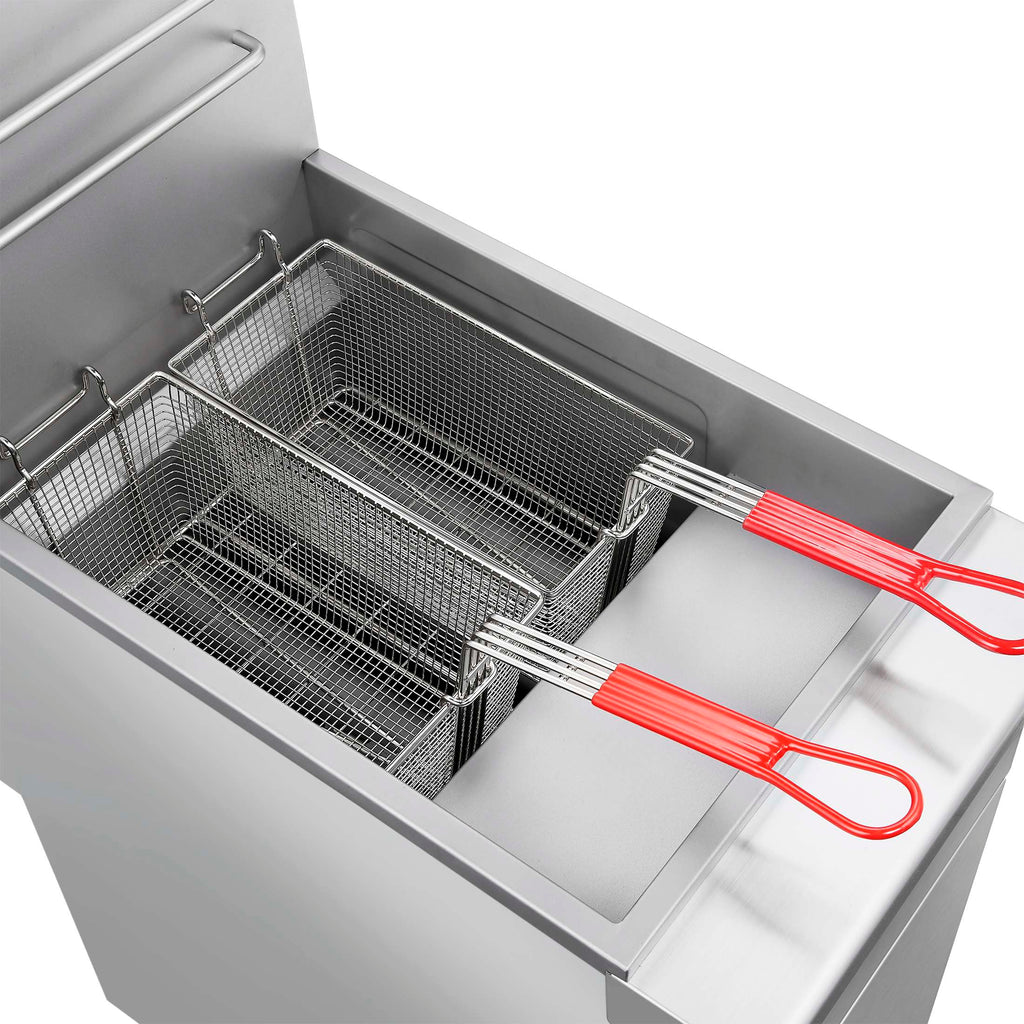 Forno Commerciale Propane Gas Deep Fryer, 4 Burners 120,000 BTU, 50 lbs Oil Capacity, Millivolt Control
