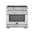 Forno Capriasca 36-Inch Freestanding Dual Fuel Range, 6 Burners, True Convection Oven