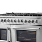 FORNO Galiano 48-Inch French Door Dual Fuel Range All Stainless Steel, 8 Sealed Burners, 107,000 BTU, Griddle, 6.58 cu.ft. Double Ovens
