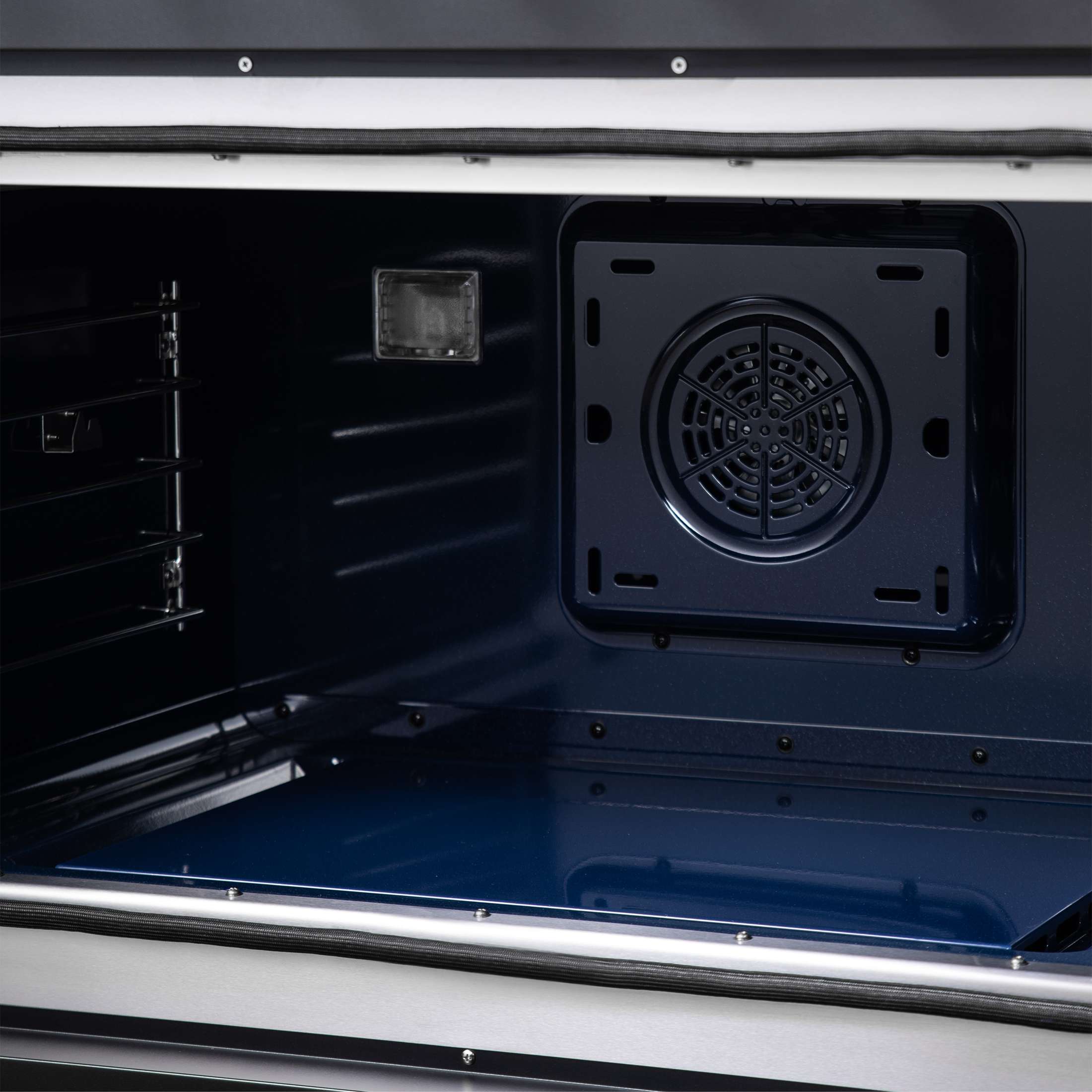 Forno Capriasca 36 Inch Freestanding French Door Dual Fuel Range in Black with Antique Brass Accessories, 6 Burners, True Convection Oven