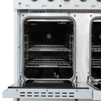 Forno Antico 48-Inch Dual Fuel Range, White with Antique Brass Finish, 8 Burners, 94,000 BTU, 5.5 cu.ft. Double Ovens & Griddle