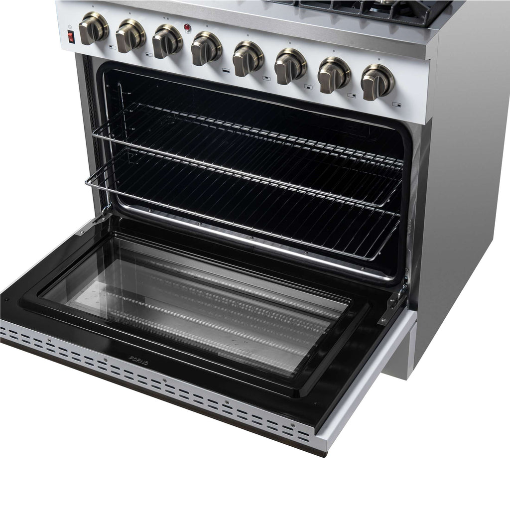 Forno Galiano 36" Freestanding Dual Fuel Range in White