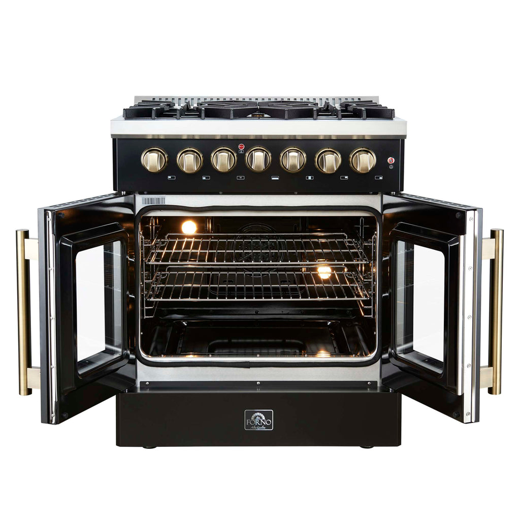 Forno Galiano 30-inch Freestanding French Door Dual Fuel Range Black