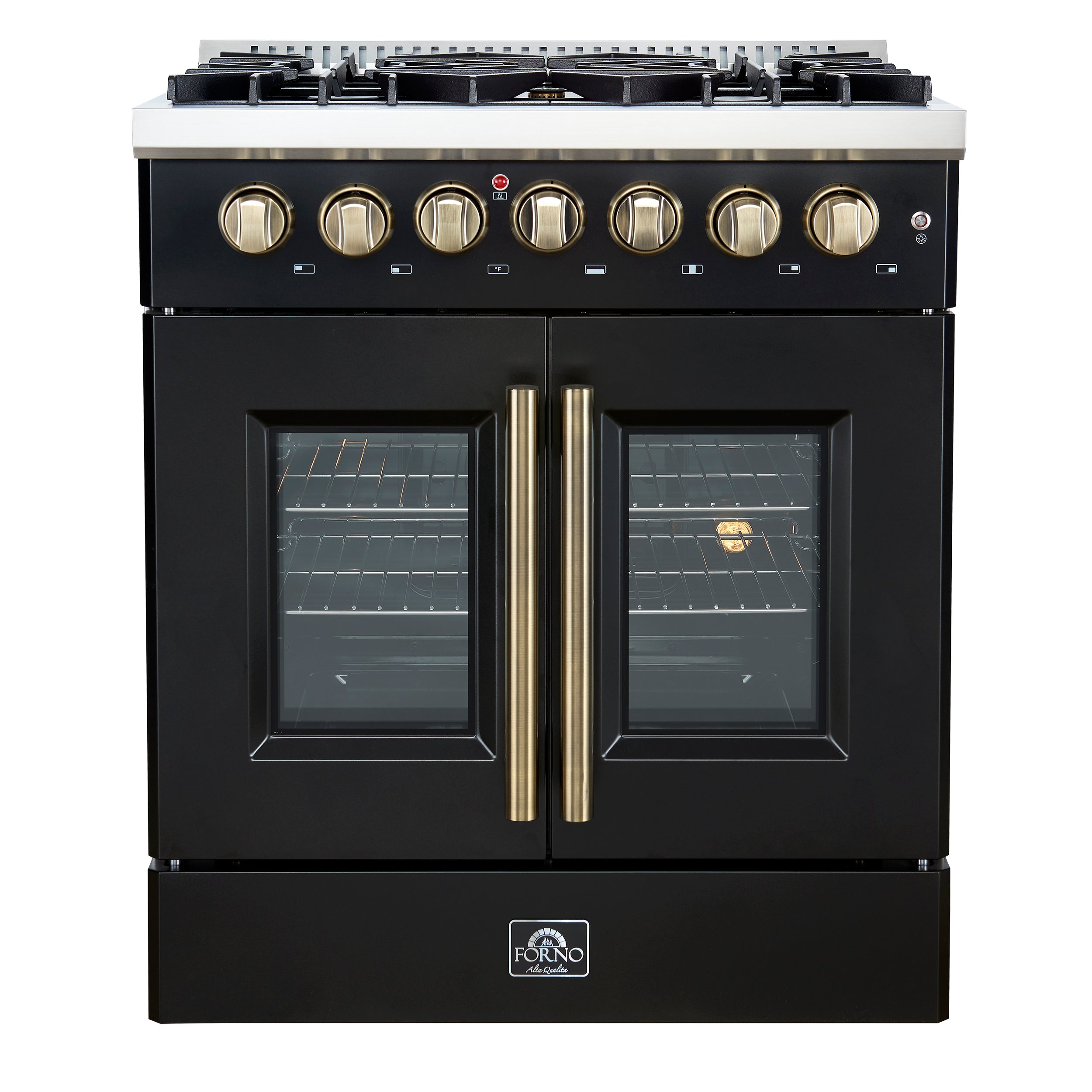 Forno Galiano 30-inch Freestanding French Door Dual Fuel Range Black ...