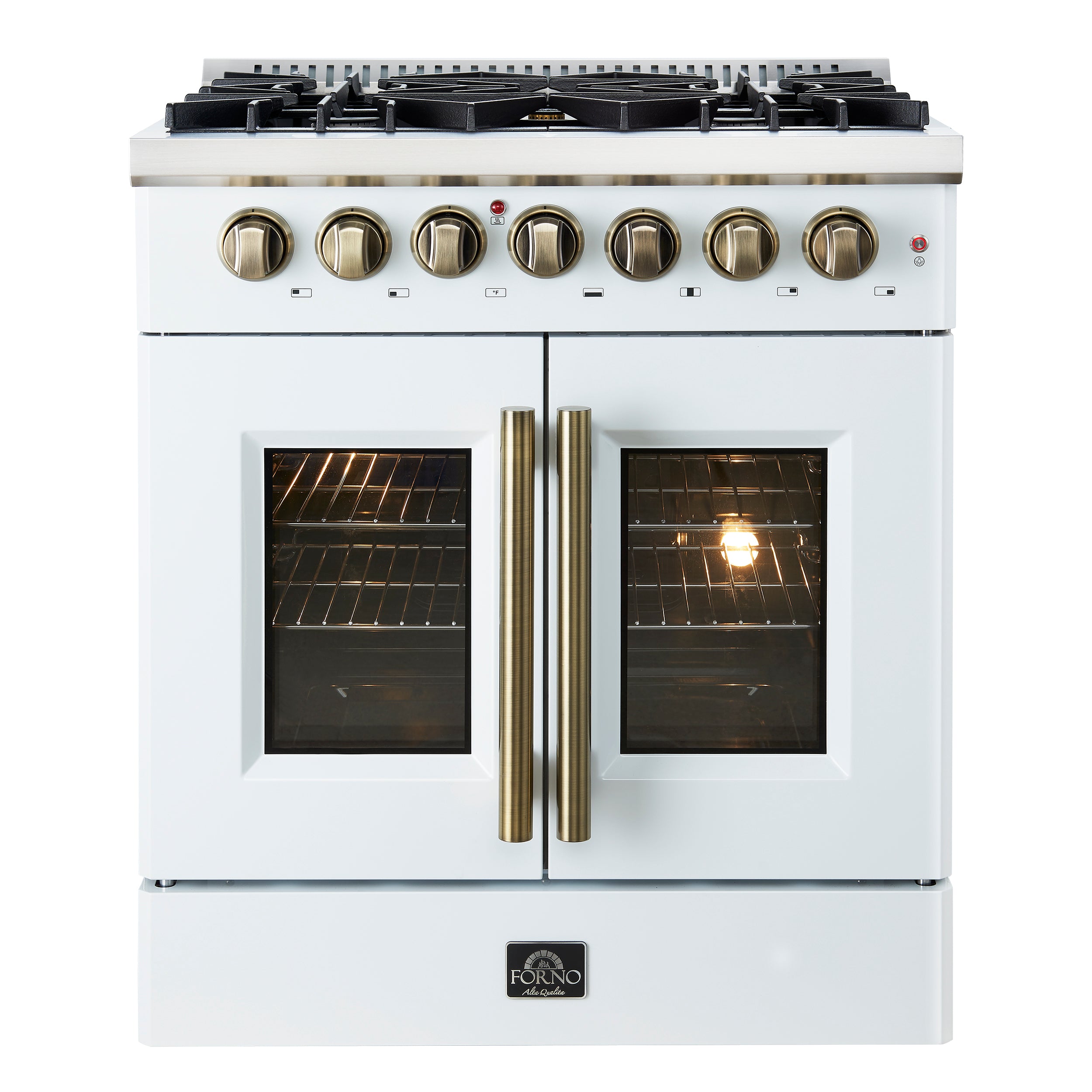 Forno Galiano 30-inch Freestanding French Door Dual Fuel Range White ...