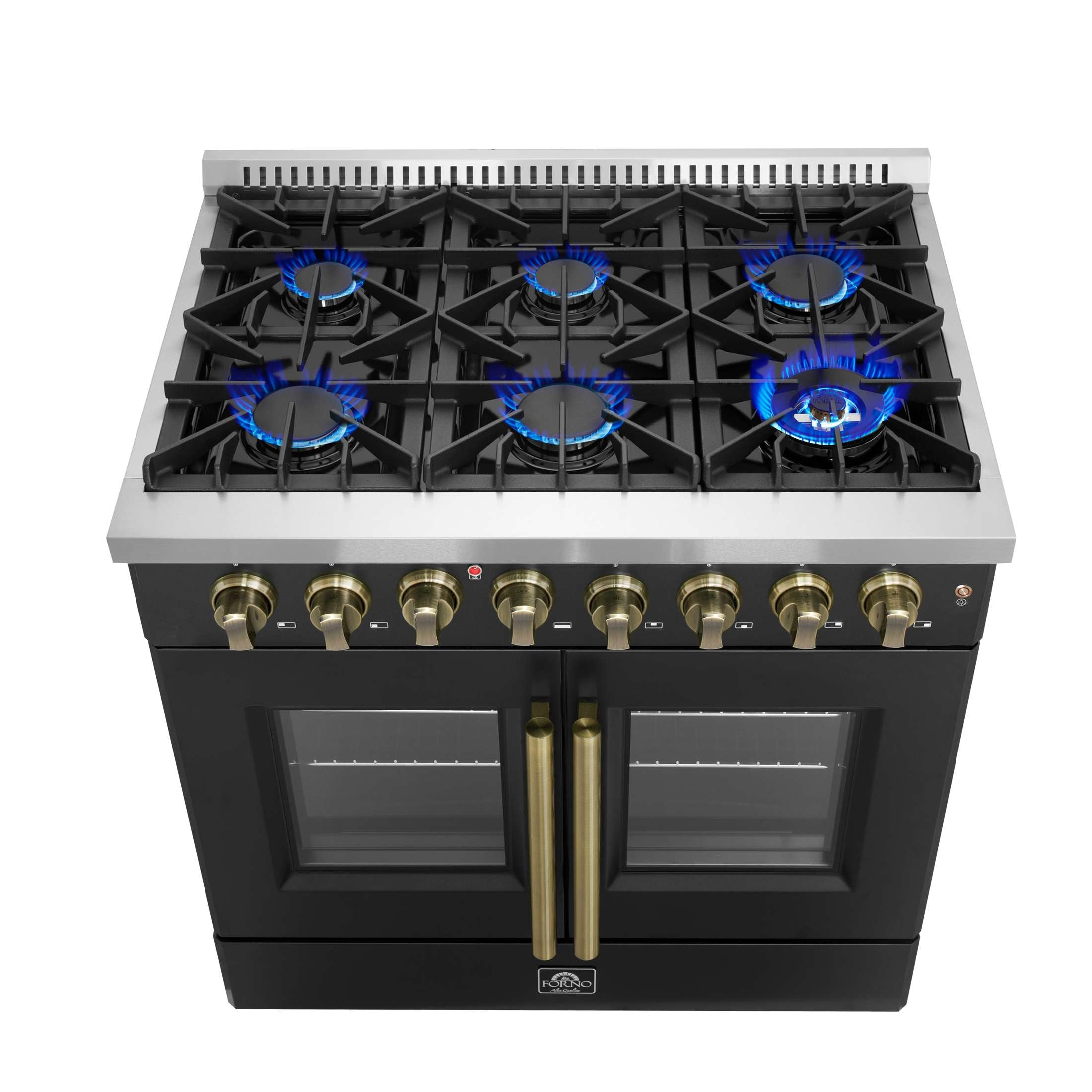 Forno Galiano 36-inch Freestanding French Door Dual Fuel Range Black