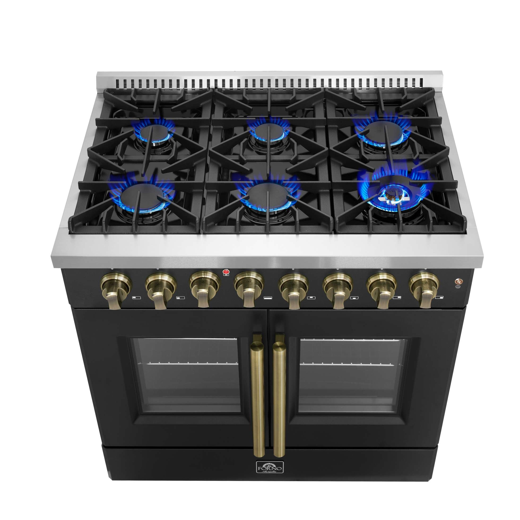 Forno Galiano 36-inch Freestanding French Door Dual Fuel Range Black