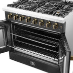 Forno Galiano 36-inch Freestanding French Door Dual Fuel Range Black