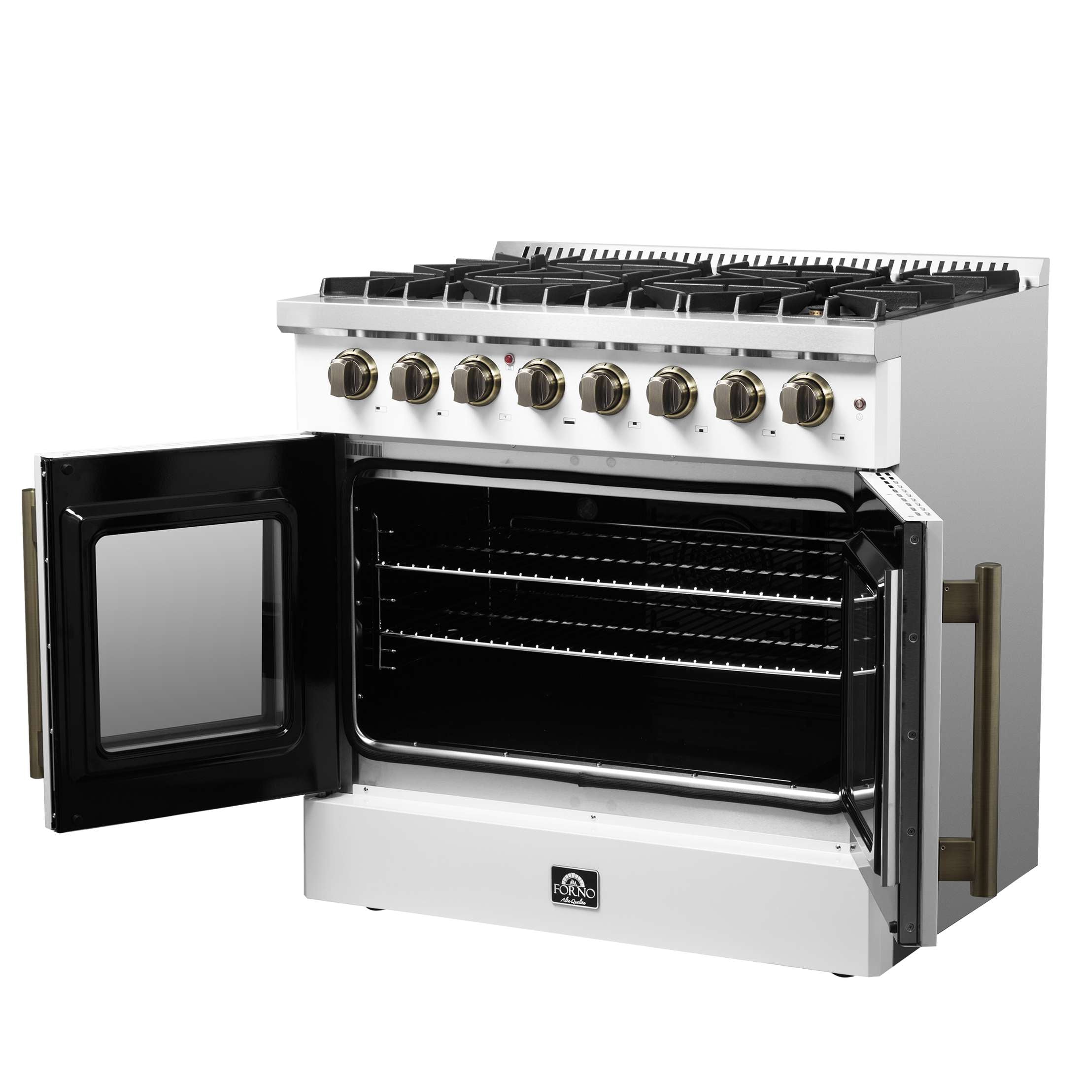 Forno Galiano 36-inch Freestanding French Door Dual Fuel Range White