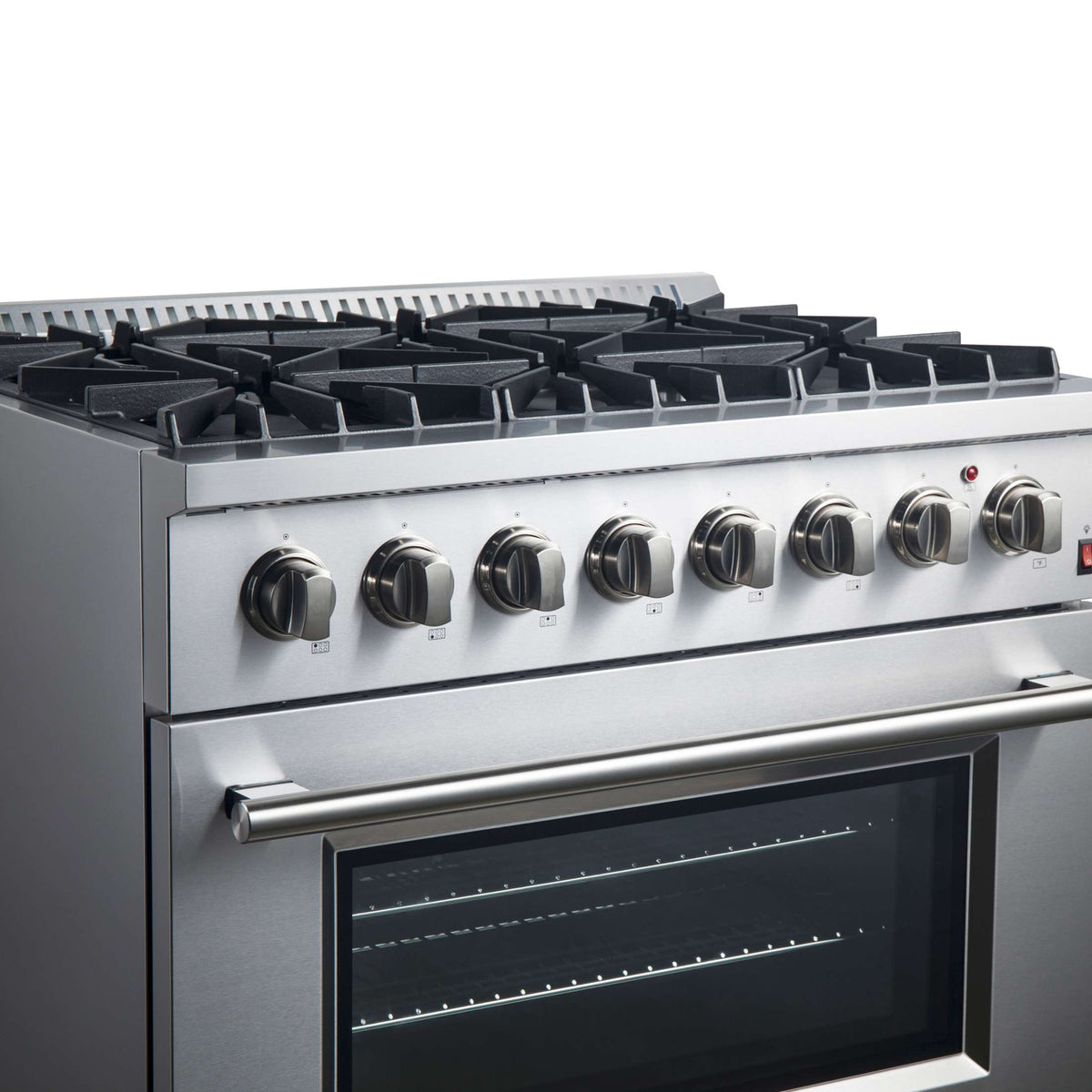 Forno Marco 36-Inch Dual Fuel Range, Stainless Steel, 6 Burners, 67,000 BTU, True Convection Oven, Energy Efficient