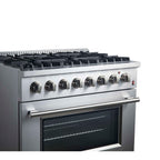 Forno Marco 36-Inch Dual Fuel Range, Stainless Steel, 6 Burners, 67,000 BTU, True Convection Oven, Energy Efficient