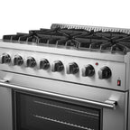 Forno Marco 36-Inch Dual Fuel Range, Stainless Steel, 6 Burners, 67,000 BTU, True Convection Oven, Energy Efficient