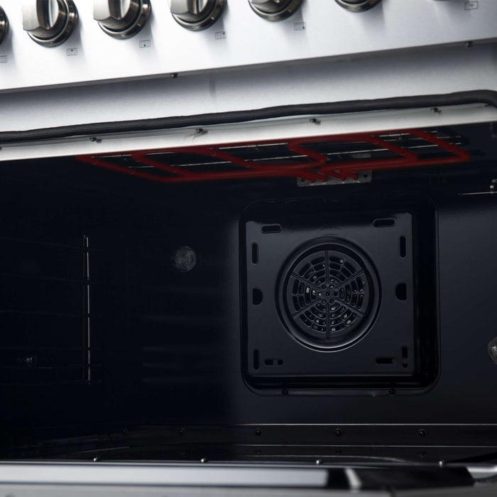 Forno Marco 36-Inch Dual Fuel Range, Stainless Steel, 6 Burners, 67,000 BTU, True Convection Oven, Energy Efficient