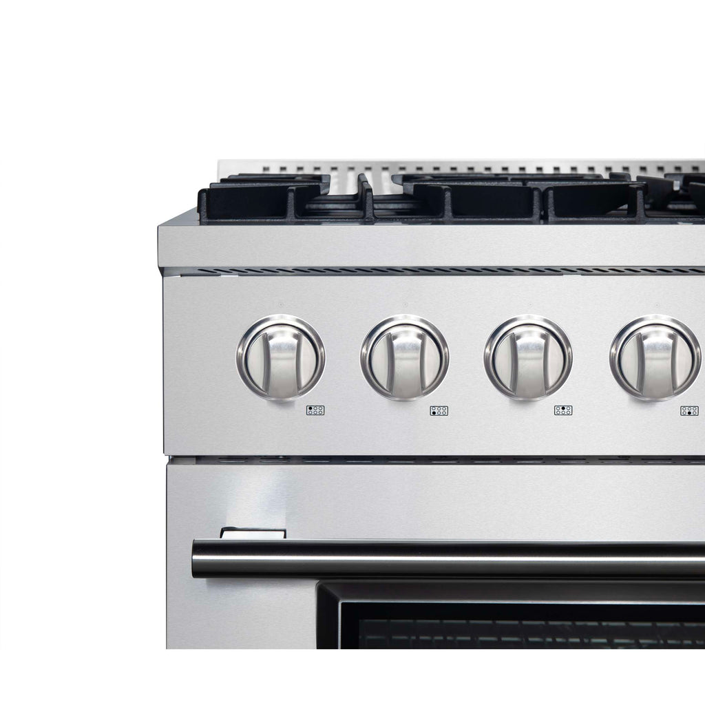 Forno Marco 36-Inch Dual Fuel Range, Stainless Steel, 6 Burners, 67,000 BTU, True Convection Oven, Energy Efficient
