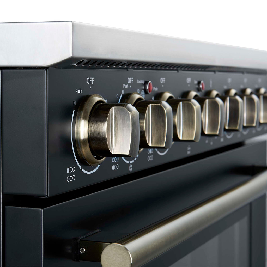 Forno Paolo 36 Inch Black Freestanding Electric Range, Stainless Steel, 5.44 cu.ft, True Convection Oven, Energy Efficient