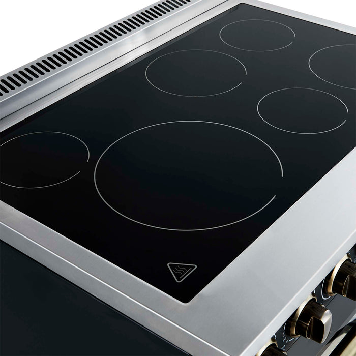 Forno Paolo 36 Inch Black Freestanding Electric Range, Stainless Steel, 5.44 cu.ft, True Convection Oven, Energy Efficient
